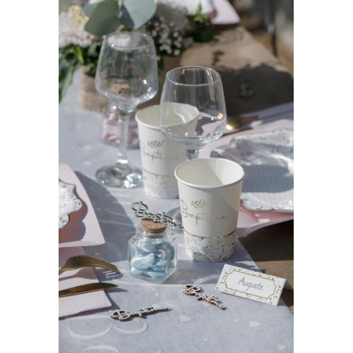 DECO A PARSEMER BAPTEME ROSE