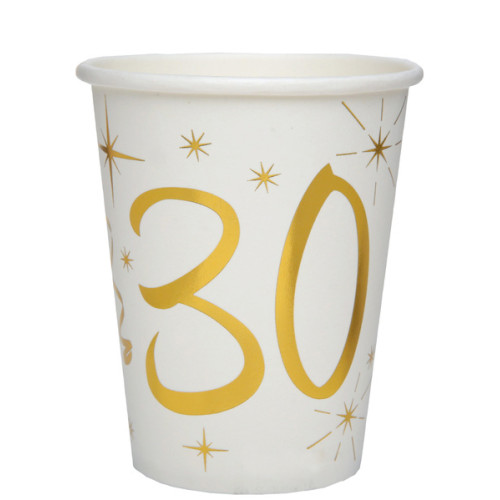 10 GOBELETS AGE 30 ANS OR/BLANC