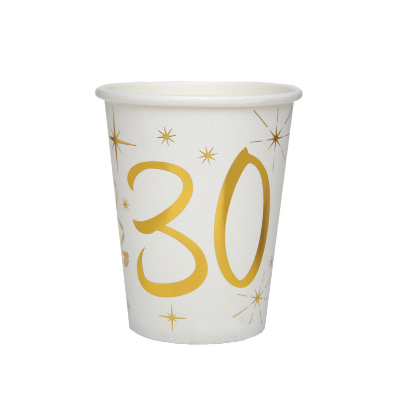10 GOBELETS AGE 30 ANS OR/BLANC