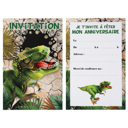 6 CARTES INVITATION DINOSAURE