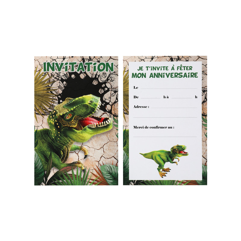 6 CARTES INVITATION DINOSAURE