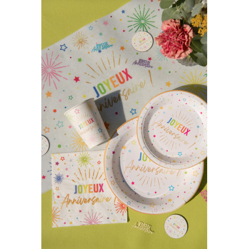12 SERVIETTES ANNIV. FESTICOLORE