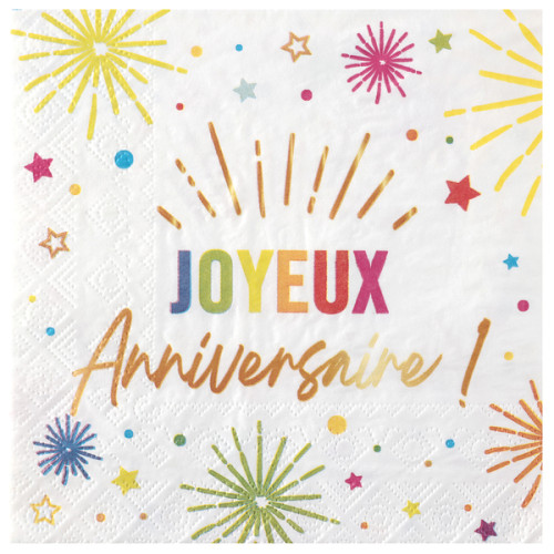 12 SERVIETTES ANNIV. FESTICOLORE