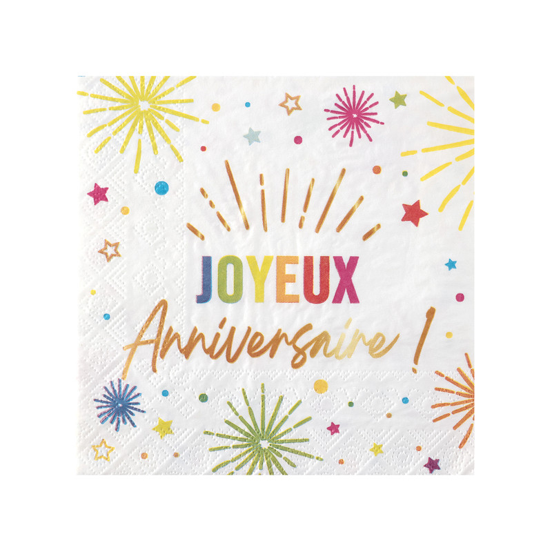 12 SERVIETTES ANNIV. FESTICOLORE
