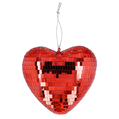 BOULE DISCO COEUR ROUGE 19 CM