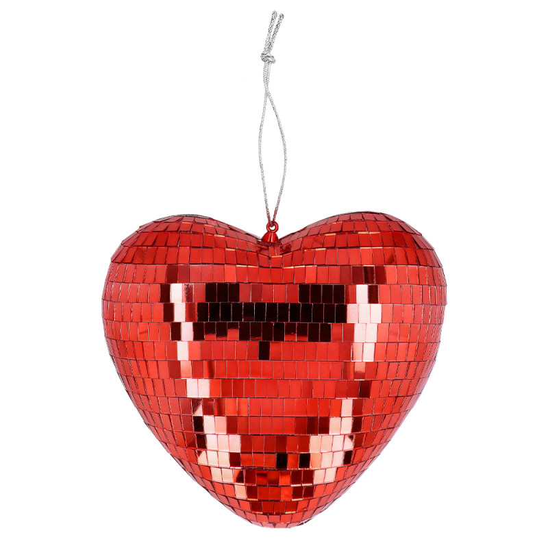 BOULE DISCO COEUR ROUGE 19 CM