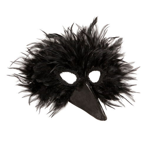 MASQUE D&#039;OISEAU A PLUMES NOIRE