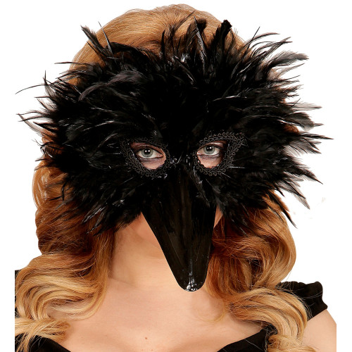 MASQUE D'OISEAU A PLUMES NOIRE