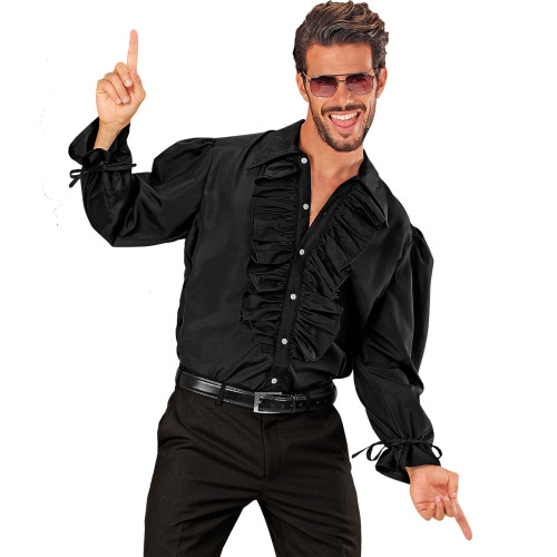 CHEMISE NOIRE JABOT M/L