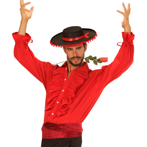CHEMISE ROUGE JABOT XL