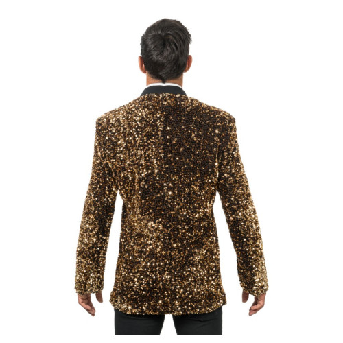 VESTE VELOURS NOIR/SEQUINS BRONZE L