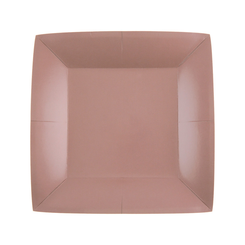 10 ASSIETTES CARRE ROSE GOLD PM
