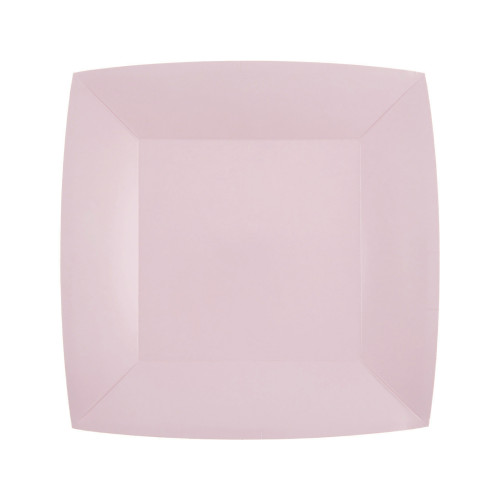 10 ASSIETTES CARRE ROSE CLAIR PM