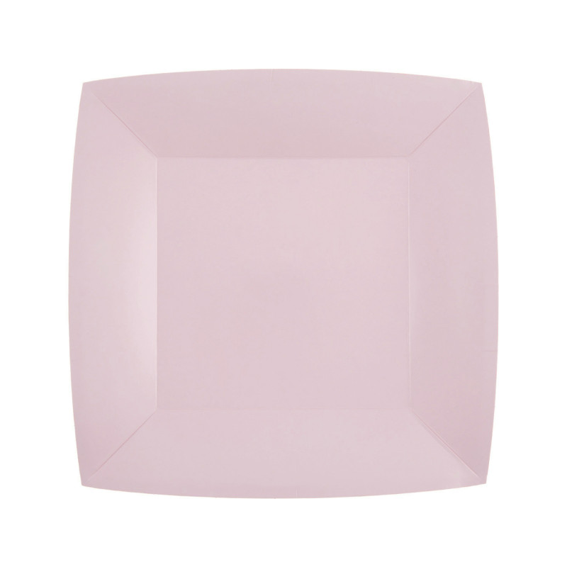 10 ASSIETTES CARRE ROSE CLAIR PM