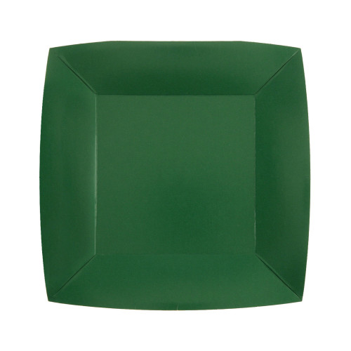 10 ASSIETTES CARRE VERT FONCE PM
