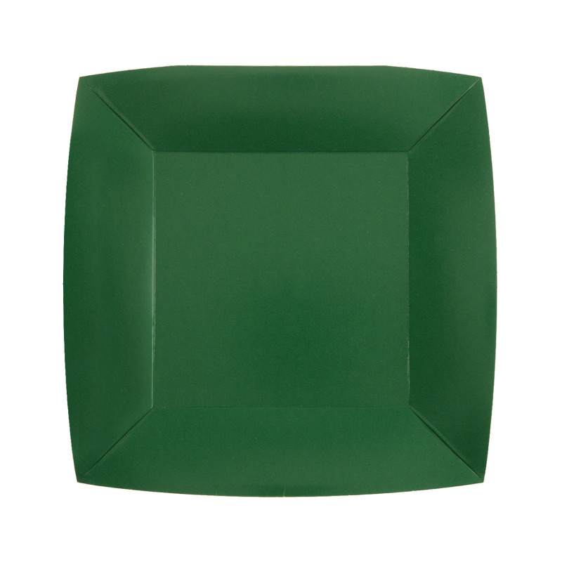 10 ASSIETTES CARRE VERT FONCE PM