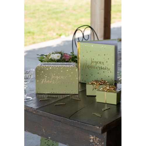 LIVRE D&#039;OR ANNIVERSAIRE VERT SAUGE