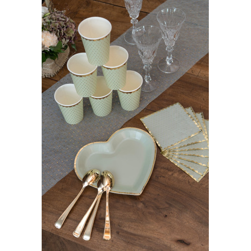 10 ASSIETTES COEUR VERT SAUGE