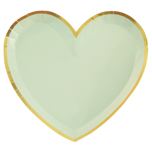 10 ASSIETTES COEUR VERT SAUGE