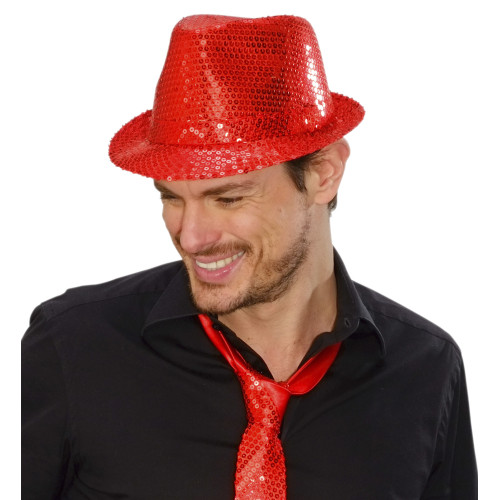 FEUTRE PAILLETTE ROUGE FLUO