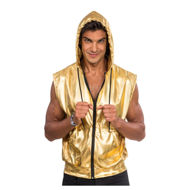 VESTE SANS MANCHE A CAPUCHE OR L