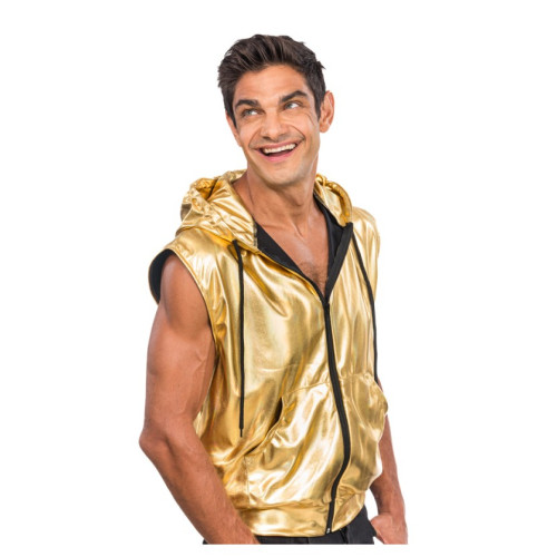 VESTE SANS MANCHE A CAPUCHE OR L