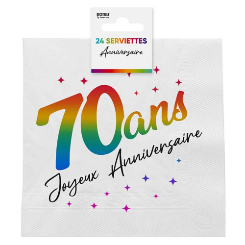 24 SERVIETTES METAL 70ANS MULTICOLORE
