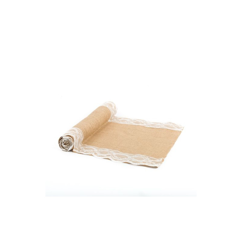 CHEMIN DE TABLE JUTE DENTELLE