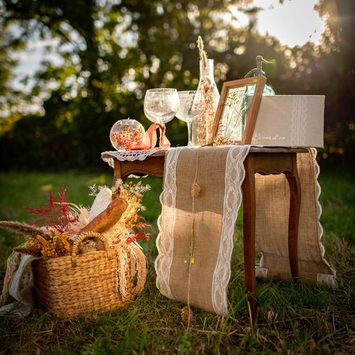 CHEMIN DE TABLE JUTE DENTELLE
