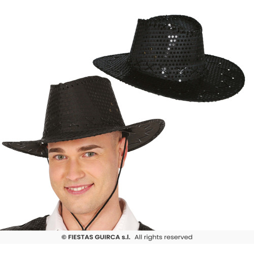 CHAPEAU COWBOY NOIRS SEQUINS