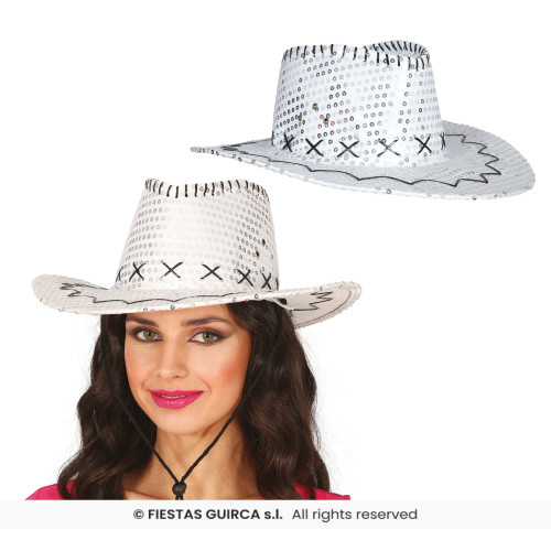 CHAPEAU COWBOY ARGENT  SEQUINS