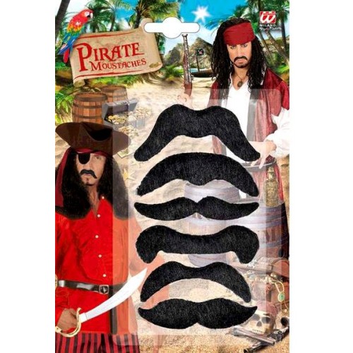 SET DE 6 MOUSTACHES PIRATE