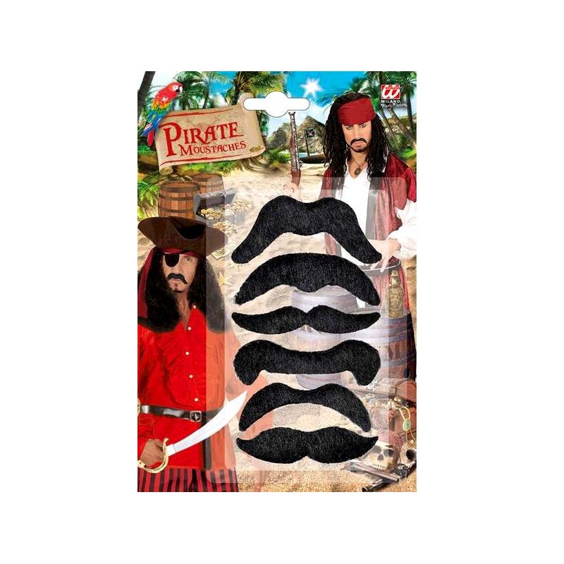 SET DE 6 MOUSTACHES PIRATE