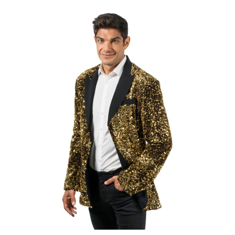 VESTE VELOURS NOIR ET SEQUINS OR XL