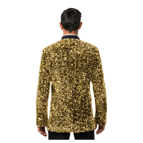 VESTE VELOURS NOIR ET SEQUINS OR XXL
