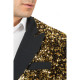 VESTE VELOURS NOIR ET SEQUINS OR XXL