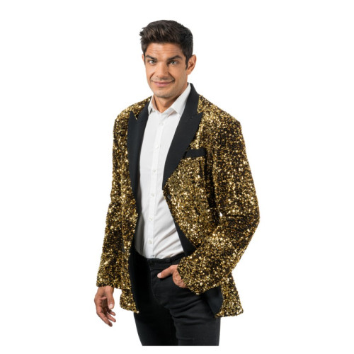 VESTE VELOURS NOIR ET SEQUINS OR XXL