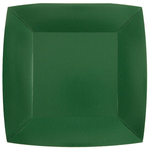 10 ASSIETTES GM CARRE VERT FONCE