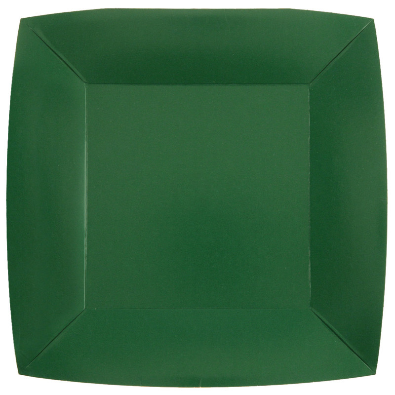 10 ASSIETTES GM CARRE VERT FONCE