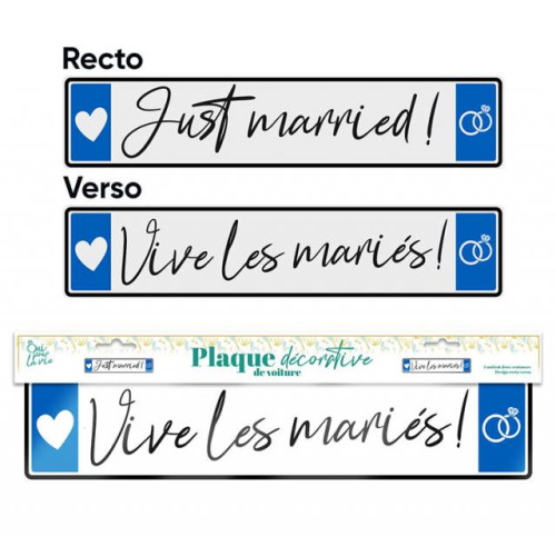 PLAQUE D'IMMATRICULATION MARIAGE