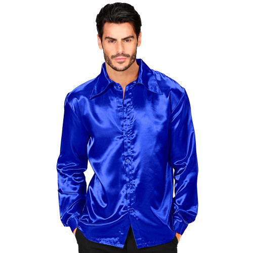 CHEMISE DISCO ANNEES 70 BLEU S