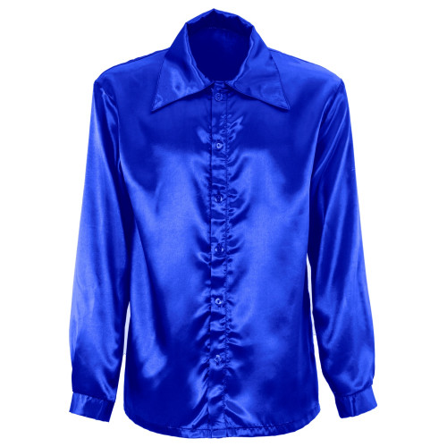 CHEMISE DISCO ANNEES 70 BLEU S