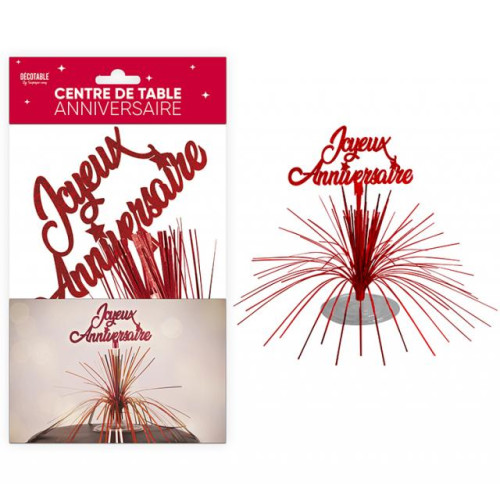 CENTRE DE TABLE ANNIVERSAIRE ROUGE