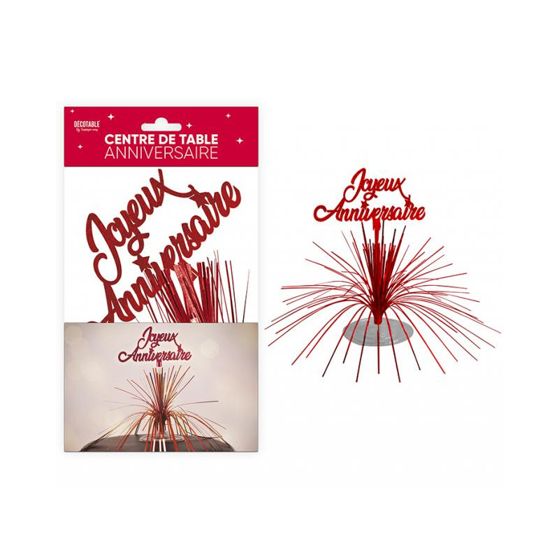 CENTRE DE TABLE ANNIVERSAIRE ROUGE