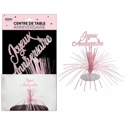 CENTRE DE TABLE ANNIVERSAIRE ROSE
