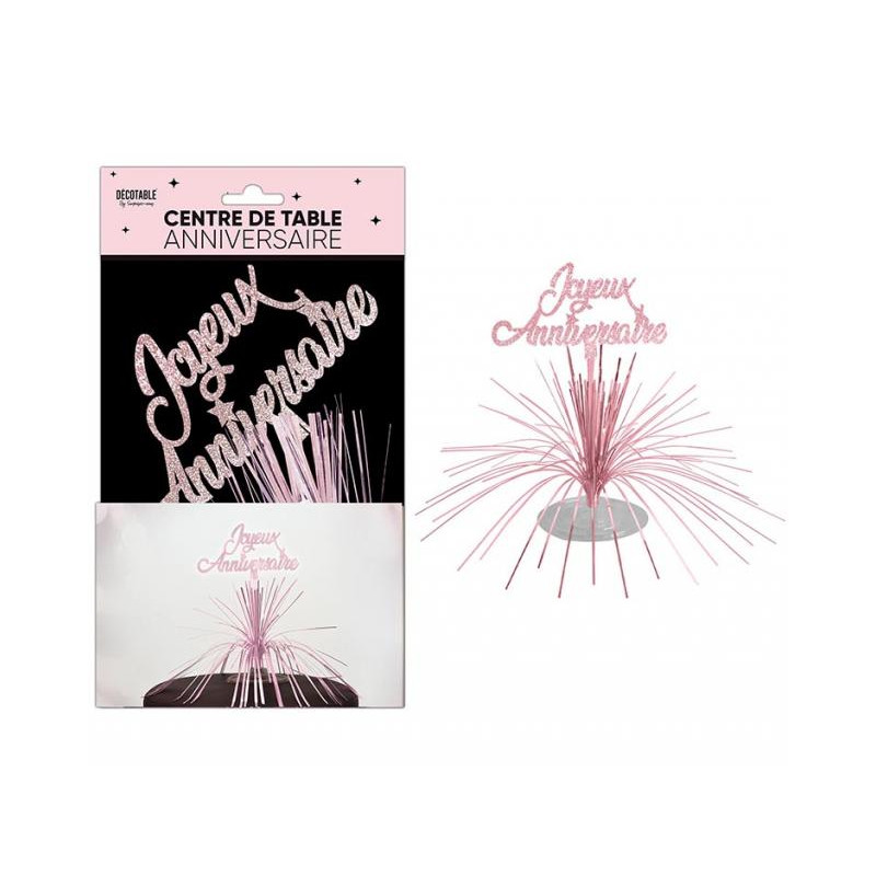 CENTRE DE TABLE ANNIVERSAIRE ROSE