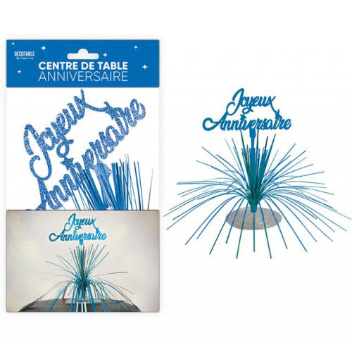 CENTRE DE TABLE ANNIVERSAIRE BLEU