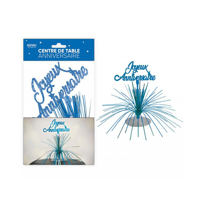 CENTRE DE TABLE ANNIVERSAIRE BLEU