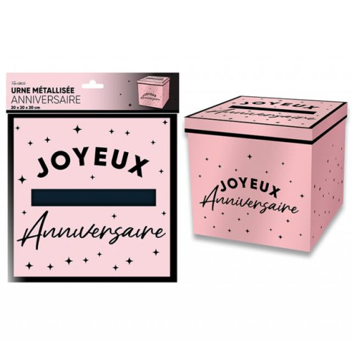 URNE JOYEUX ANNIVERSAIRE ROSE