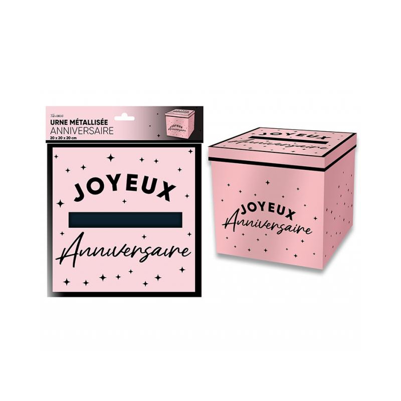 URNE JOYEUX ANNIVERSAIRE ROSE